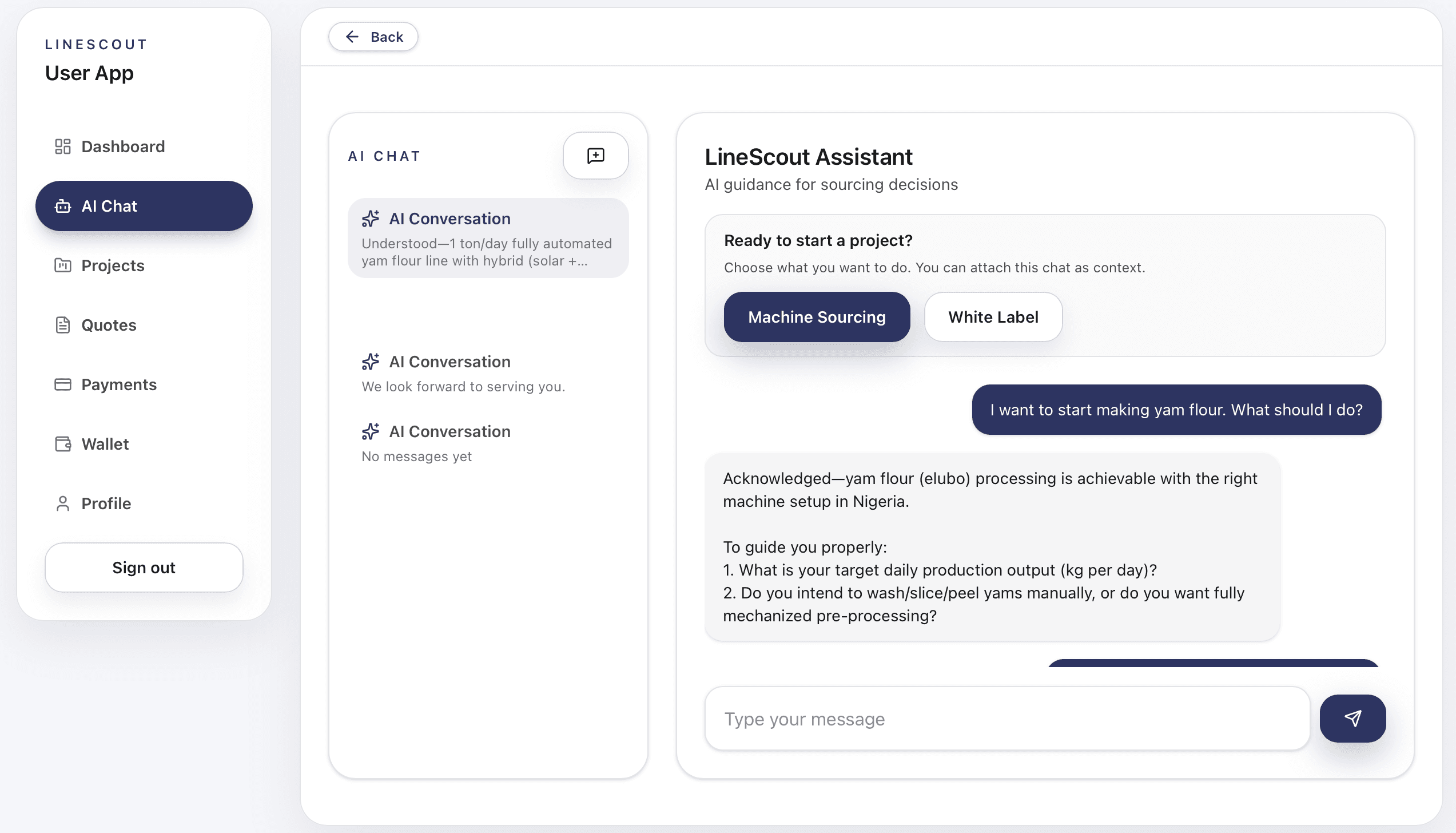 LineScout dashboard preview
