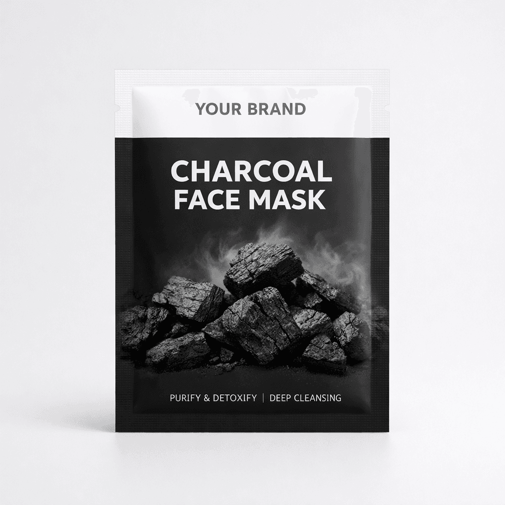 Charcoal Face Mask Sachet private-label product concept