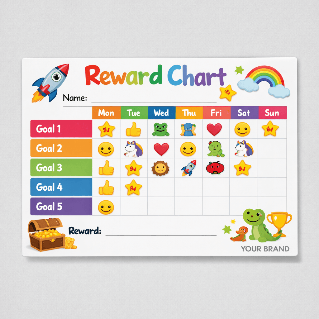 Kids' Reusable Reward Sticker Chart private-label product concept