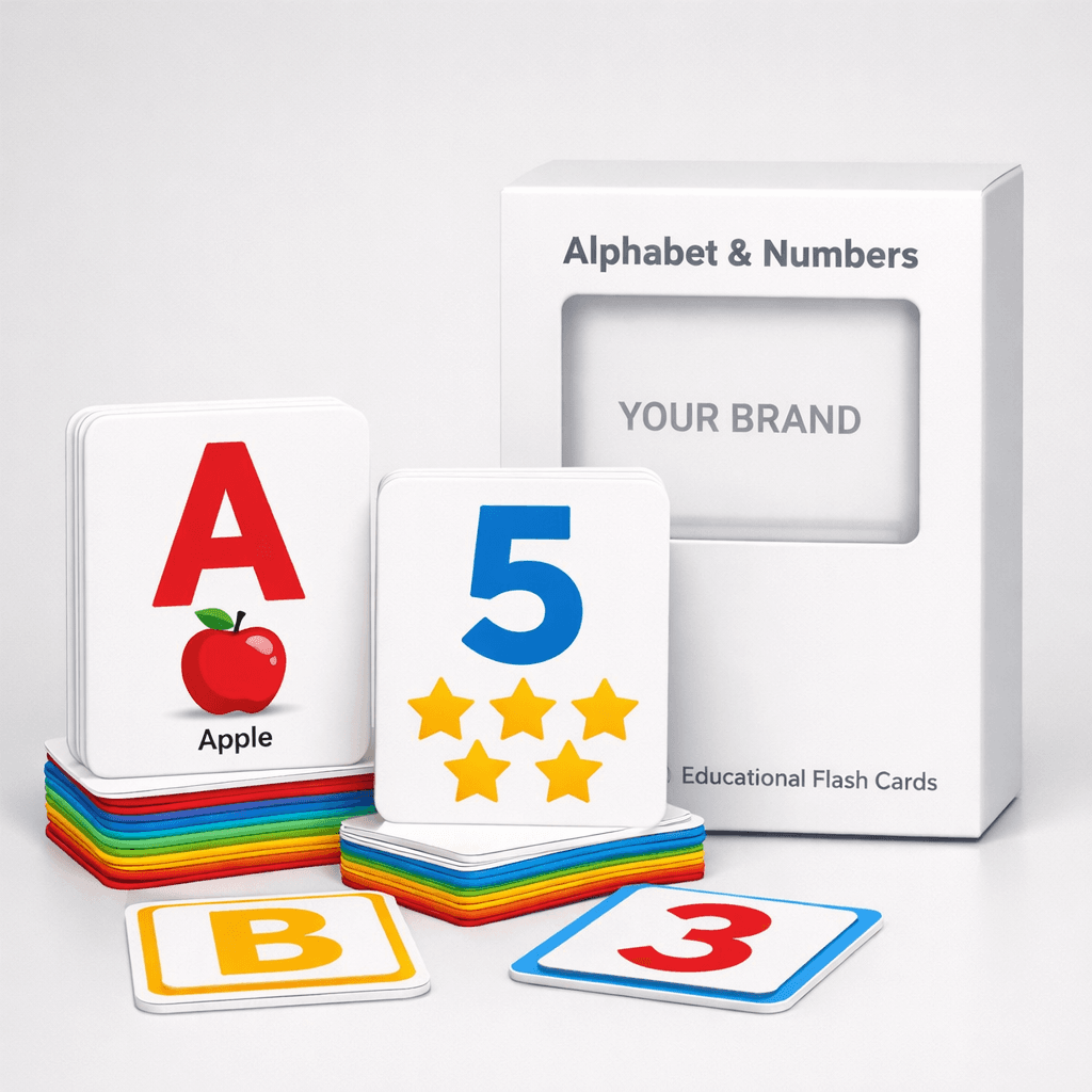 Children’s Educational Flash Cards (Alphabet & Numbers) private-label product concept