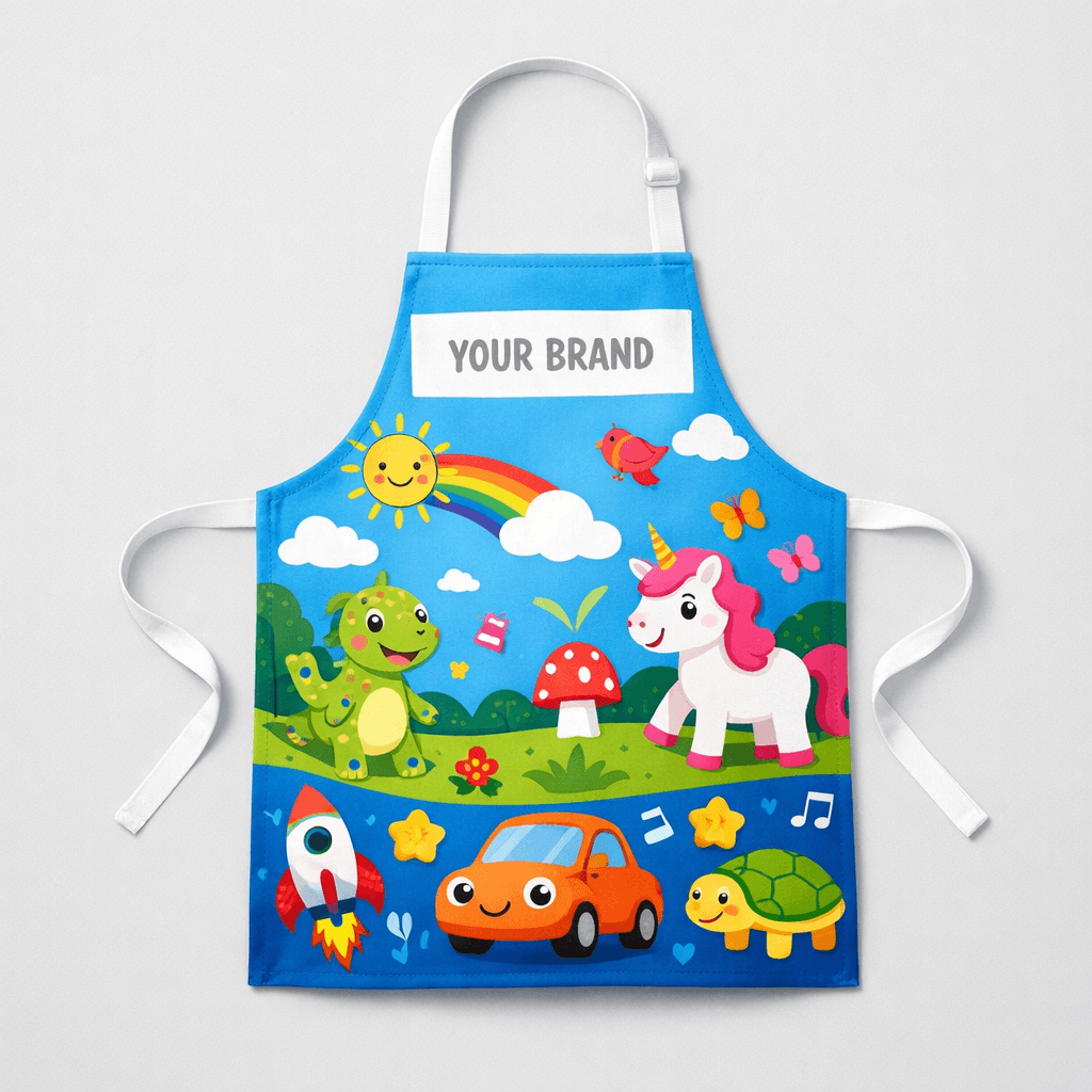 Kids’ Cartoon Print Apron private-label product concept