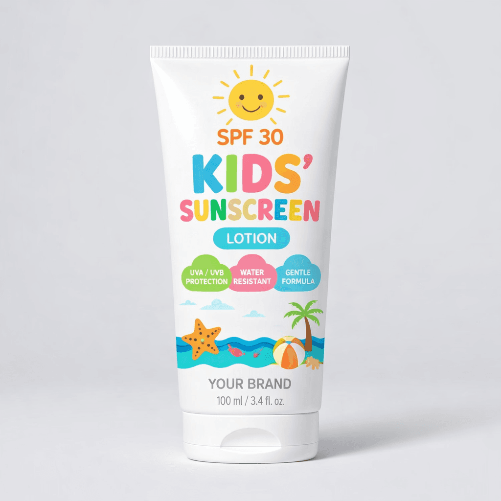 SPF 30 Kids’ Sunscreen Lotion private-label product concept