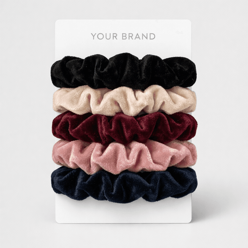 Velvet Scrunchie Hair Tie Set private-label product concept