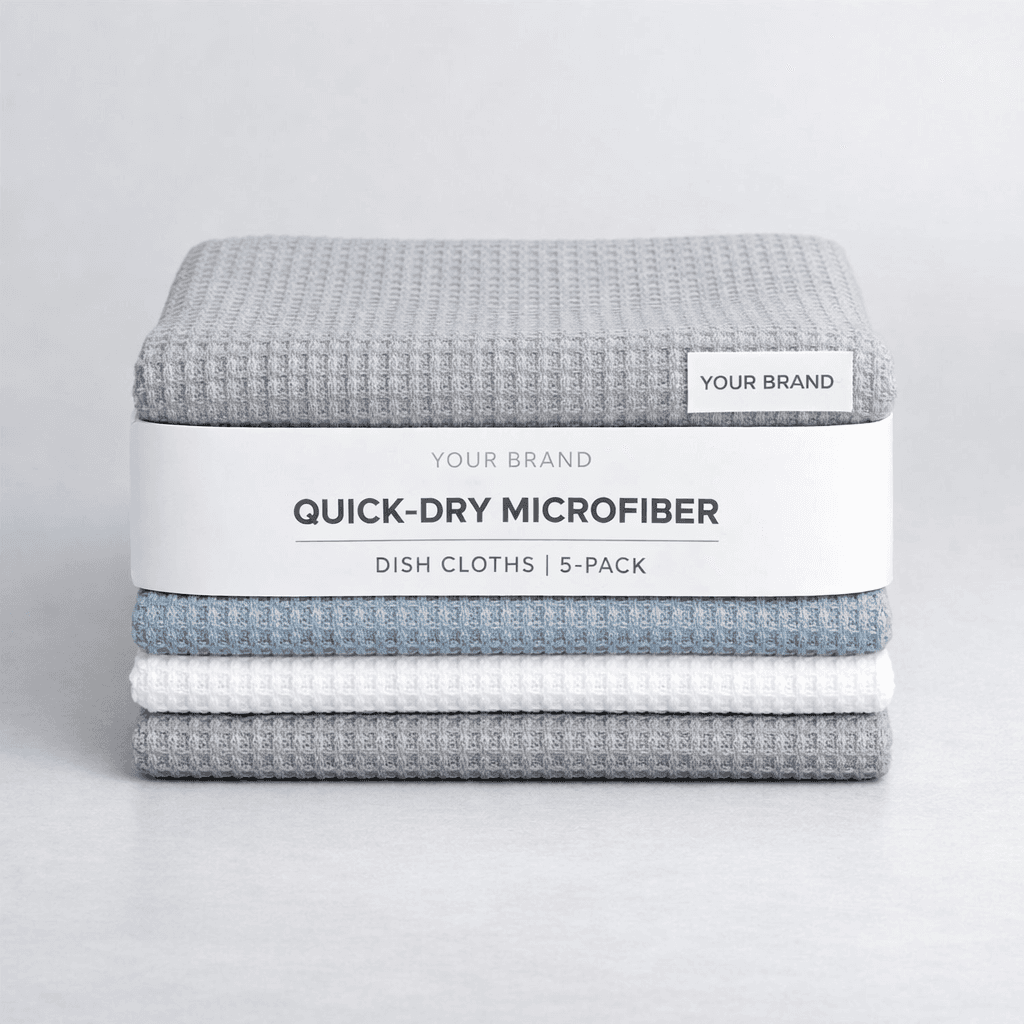 Quick-Dry Microfiber Dish Cloth (5-Pack) private-label product concept