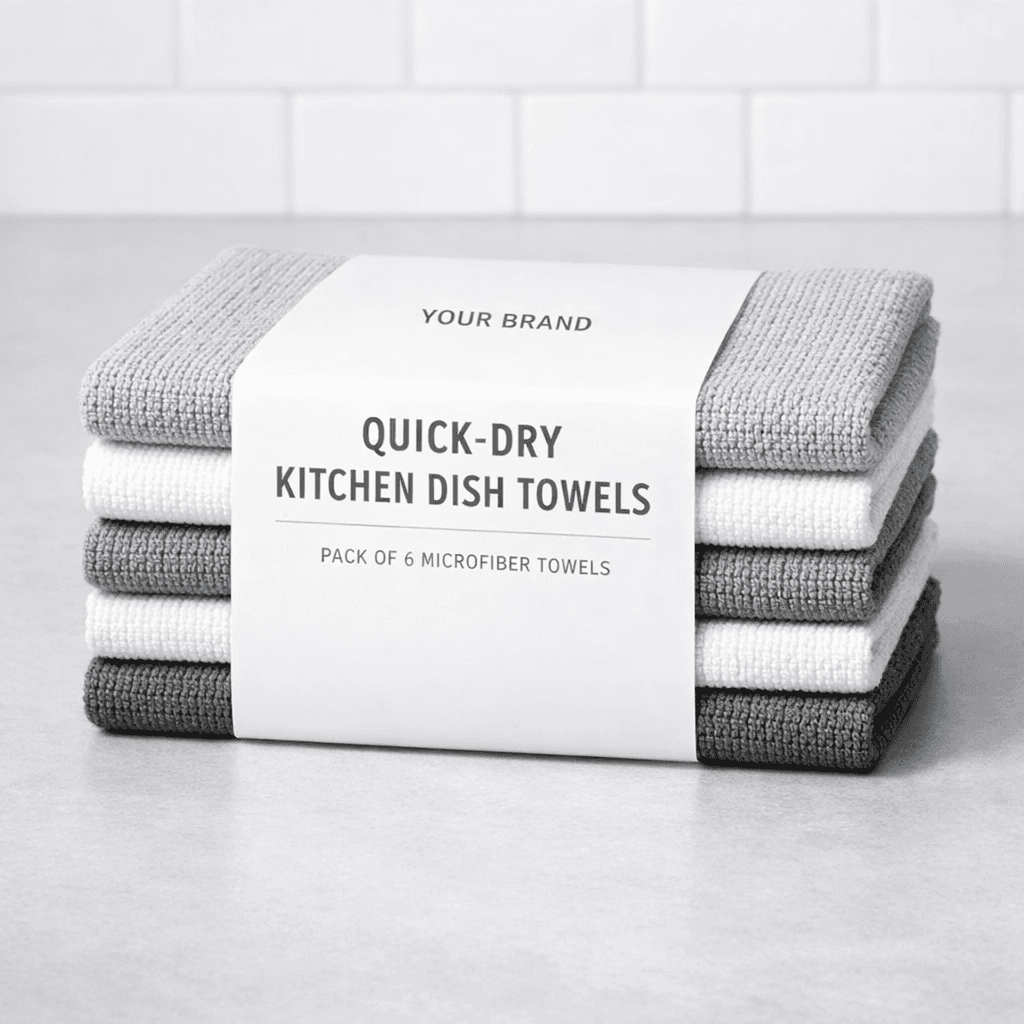 Quick-Dry Kitchen Dish Towel Pack private-label product concept