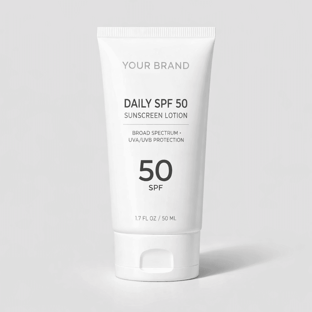 Daily SPF 50 Sunscreen Lotion private-label product concept