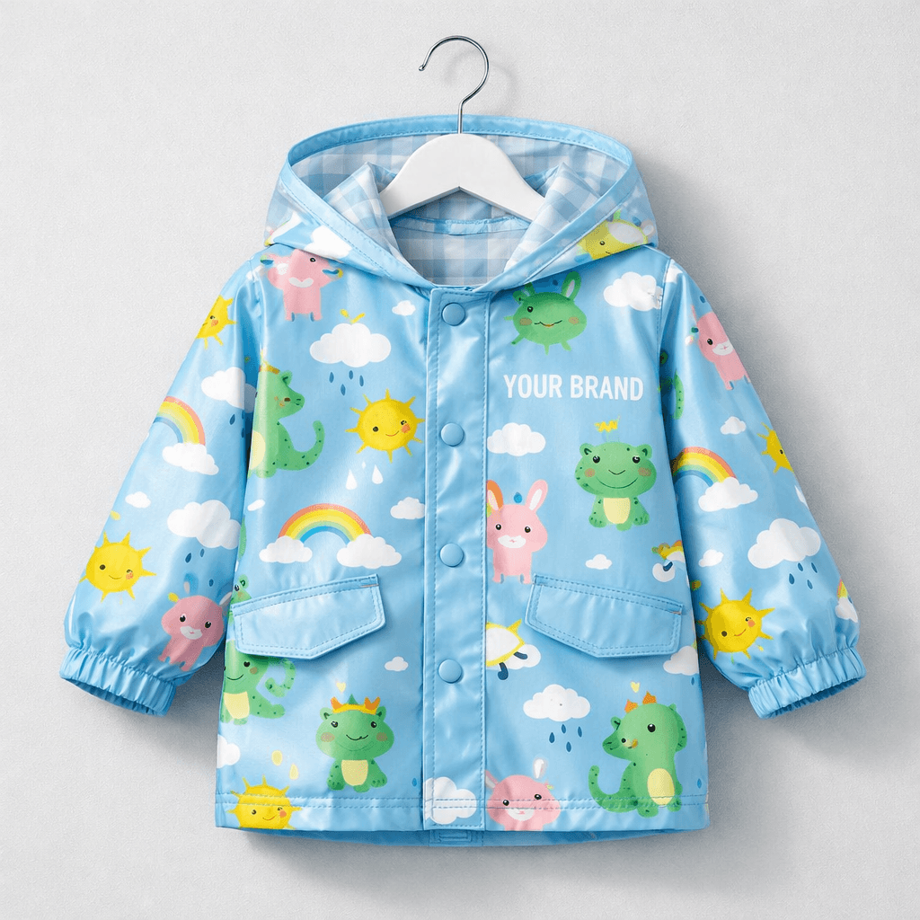Kids’ Cartoon Print Raincoat private-label product concept