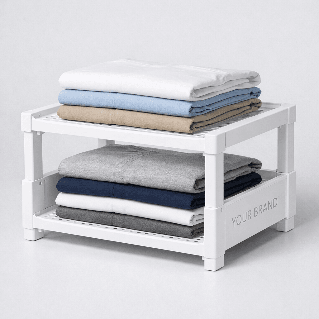 Plastic Stackable Closet Organizer Shelf private-label product concept
