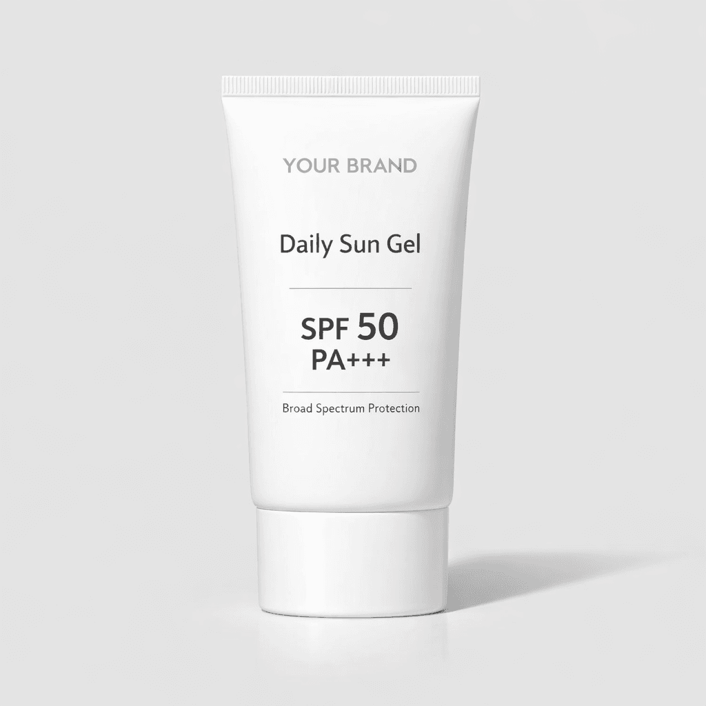 SPF 50 PA+++ Daily Sun Gel private-label product concept