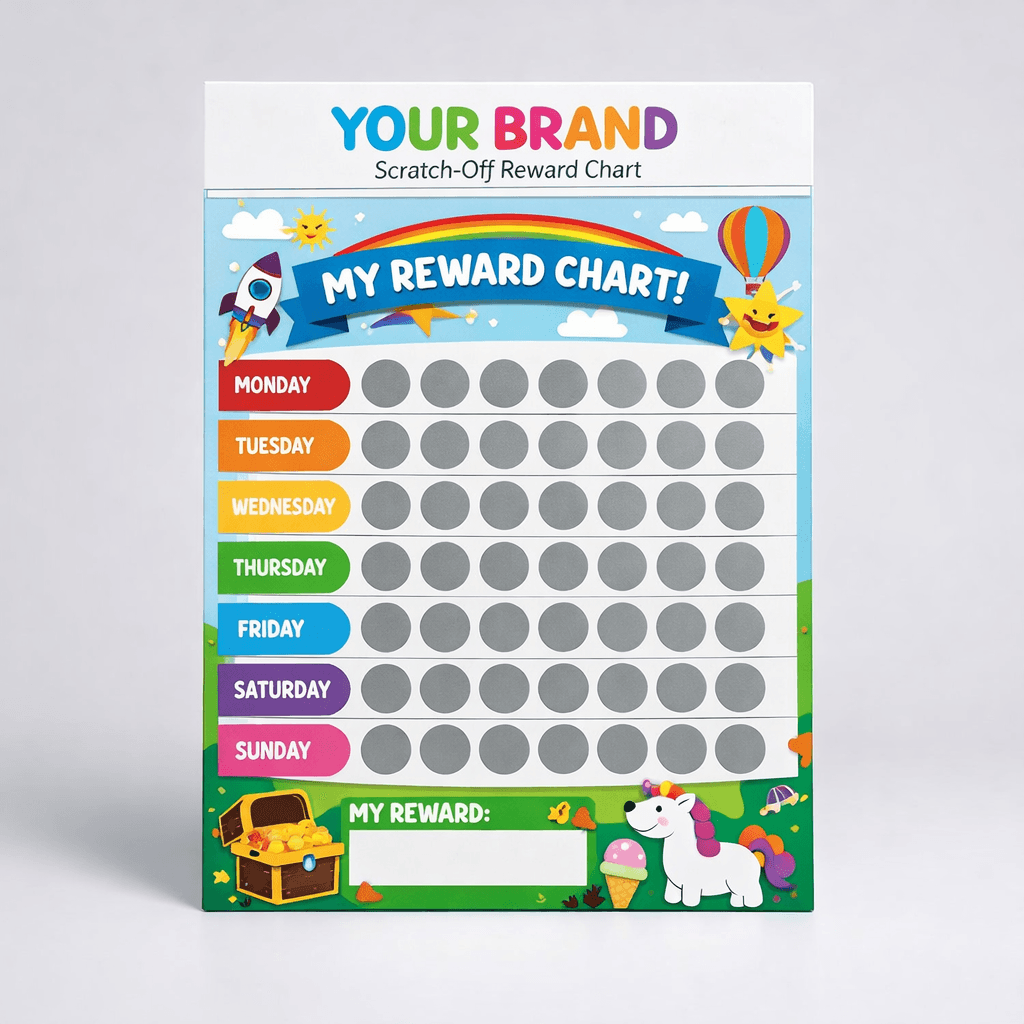 Children’s Scratch-Off Reward Chart private-label product concept