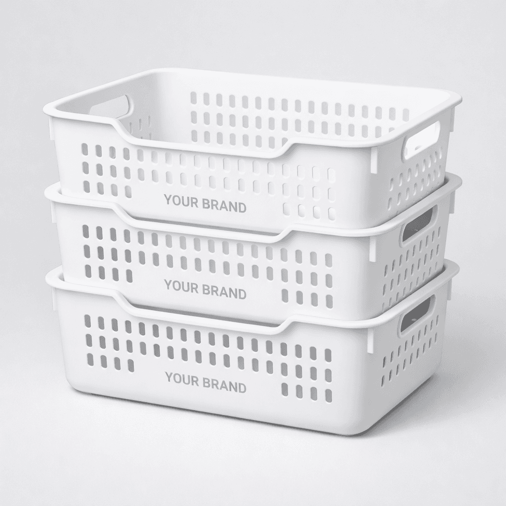 Stackable Plastic Storage Basket Set private-label product concept