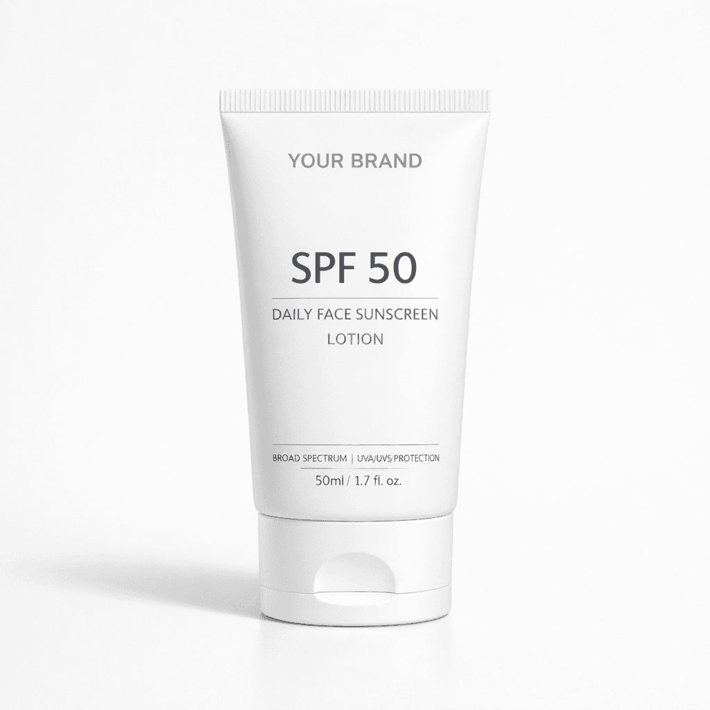 SPF 50 Daily Face Sunscreen Lotion private-label product concept