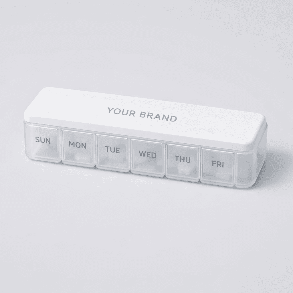 Travel Pill Organizer (Weekly) private-label product concept